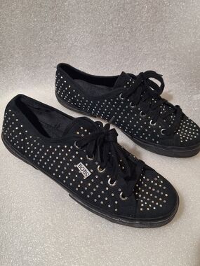 Skechers Black Rhinestone Lace-Up BOBS Sneakers for Women